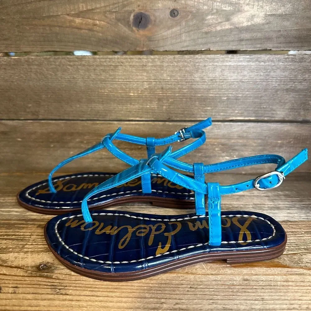 New NIB‎ Childrens Little Kids Sam Edelman Gigi Blue Leather Sandals Size 11 C
